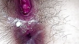 Hot Anal gaping & tunnel plug. Hairy cunt & asshole close up