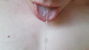 Creamy close-up cum swallowing with slo-mo!