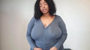 Chubby Ebony shows how to lift her big tits
