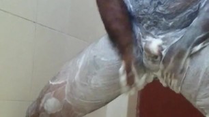 hairy Indian guy masterbating in shower