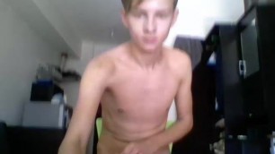 Beautiful Blond Twink Blows a Load