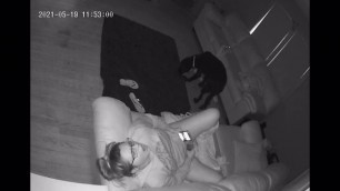 Babysitter Caught Masturbating on Couch with Wife Vibrator Hidden Cam