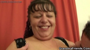 Watch POV threesome with chubby old grandma