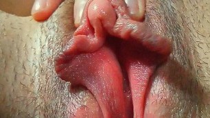 Trans Pussy with Huge Clit, Wet and Open, FtM Masturbation