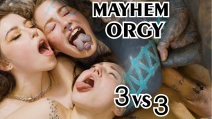 Hardcore Alternative ORGY - 3 on 3 Anal Fuck - ATM, Gape, DP, Facial - Mina K, Eden Ivy, Anuskatzz