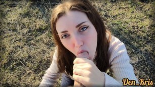 Cute Schoolgirl in a Jacket Gets Fucked Hard and gives a Good Blowjob to get a Lot of Cum on